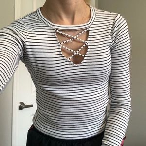 black & white striped hollister shirt